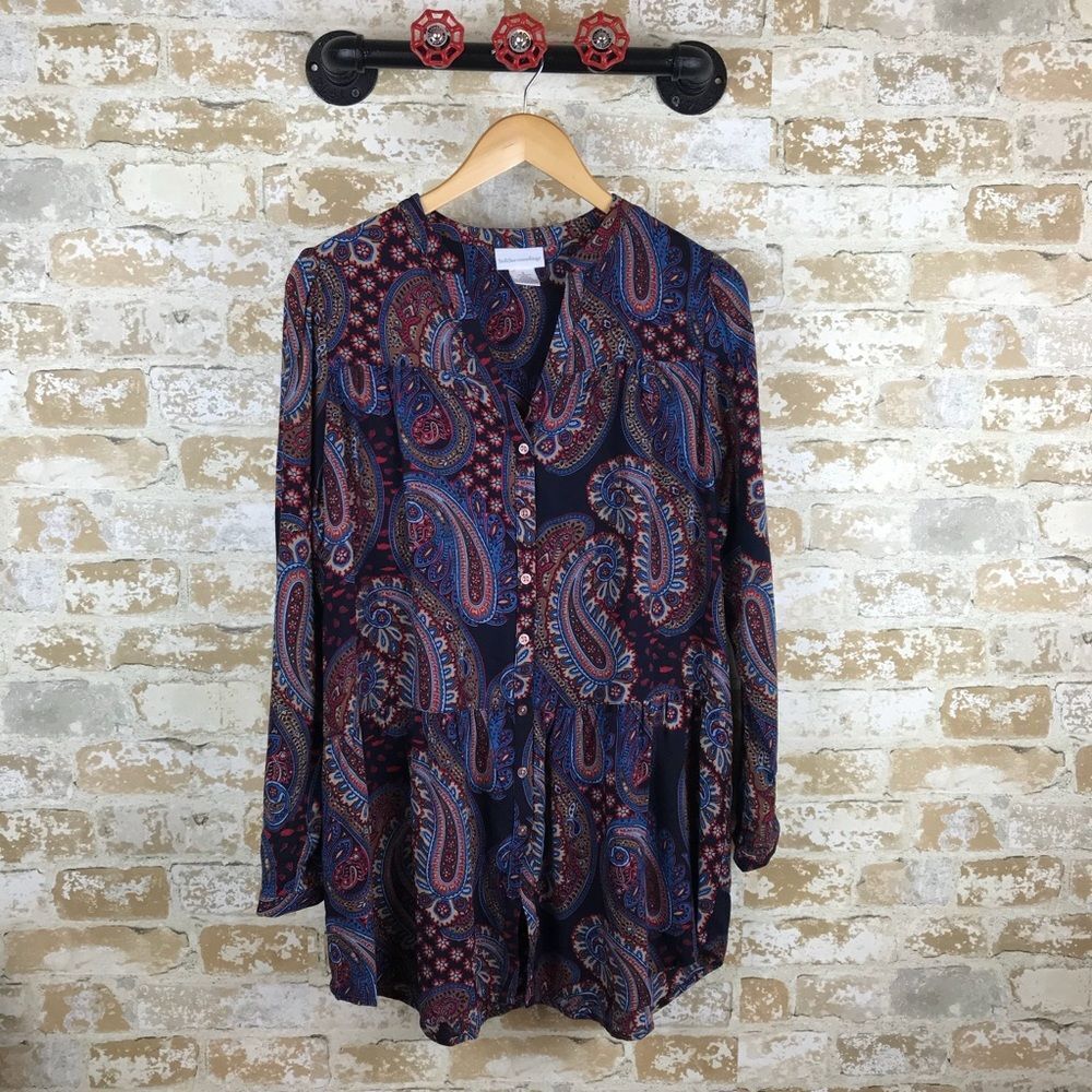 Soft surroundings bohemian paisley printed tunic blouse
